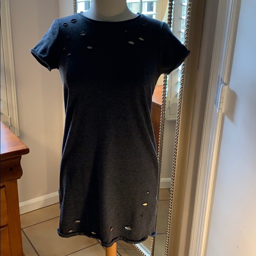 24 seven gray dress with holes design size XS